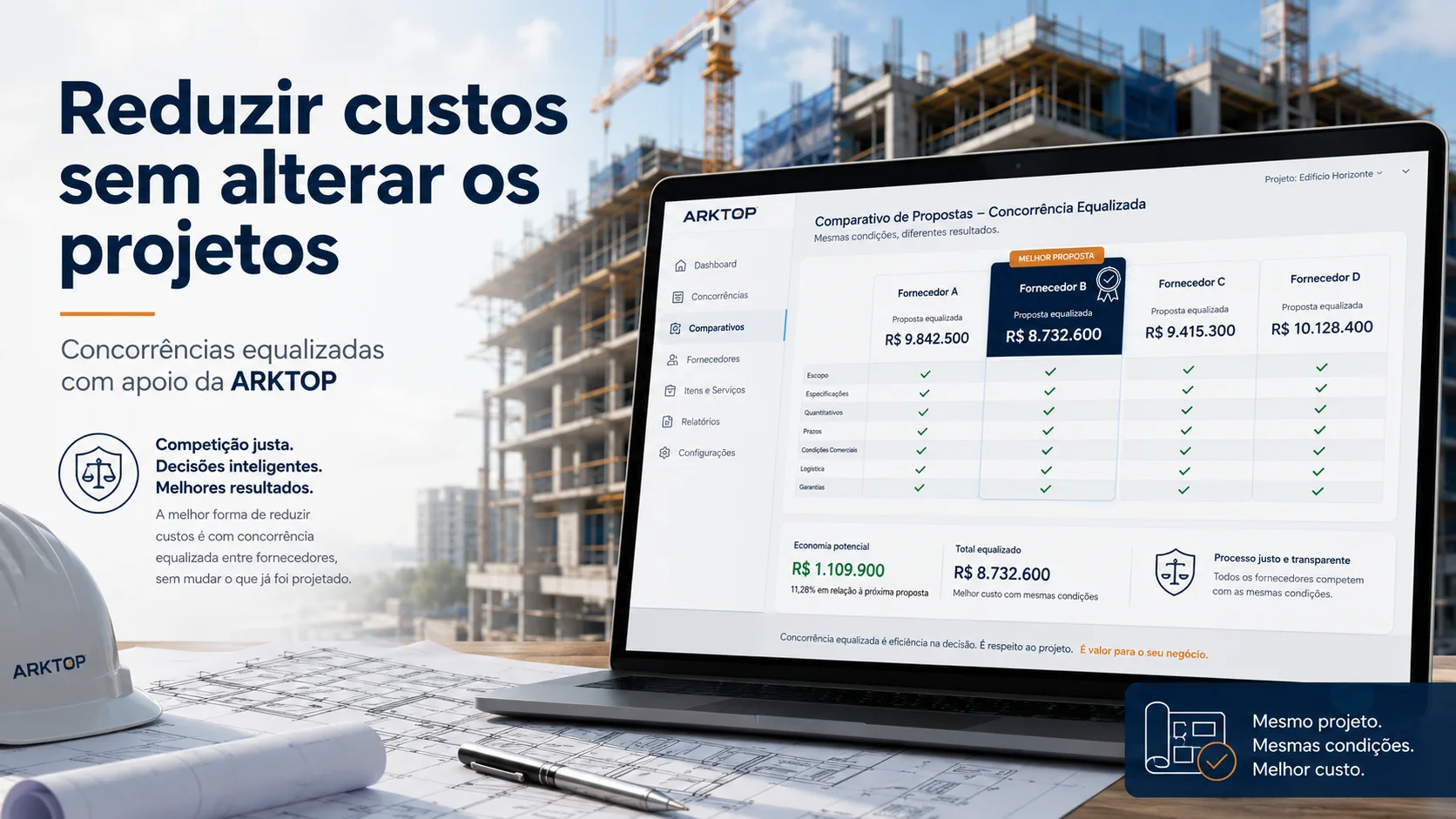 Concorrências equalizadas ajudam construtoras a reduzir custos sem alterar os projetos
